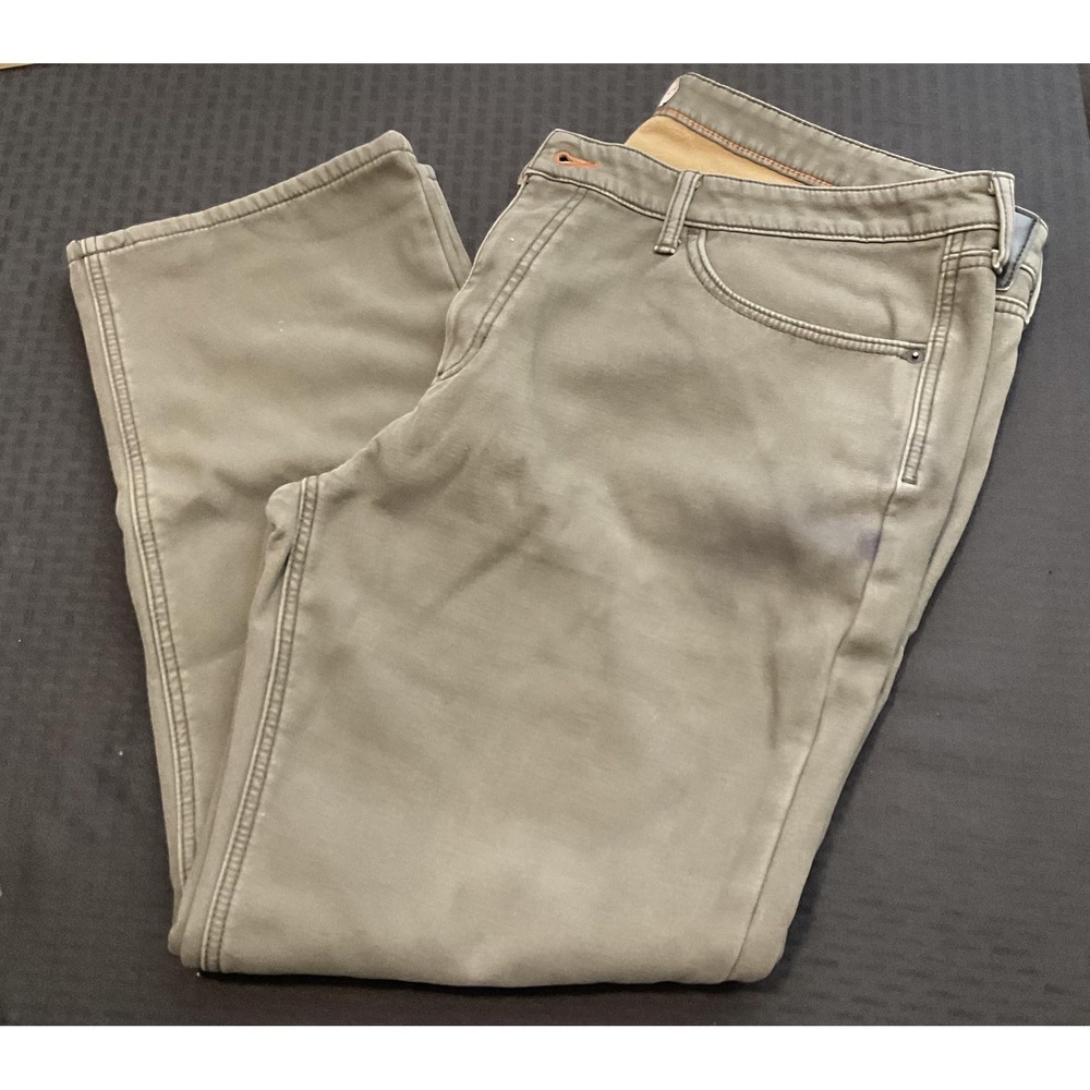 Weatherproof Work Jeans Mens 36x30‎ Green Straight Fleece Lined Winter Denim